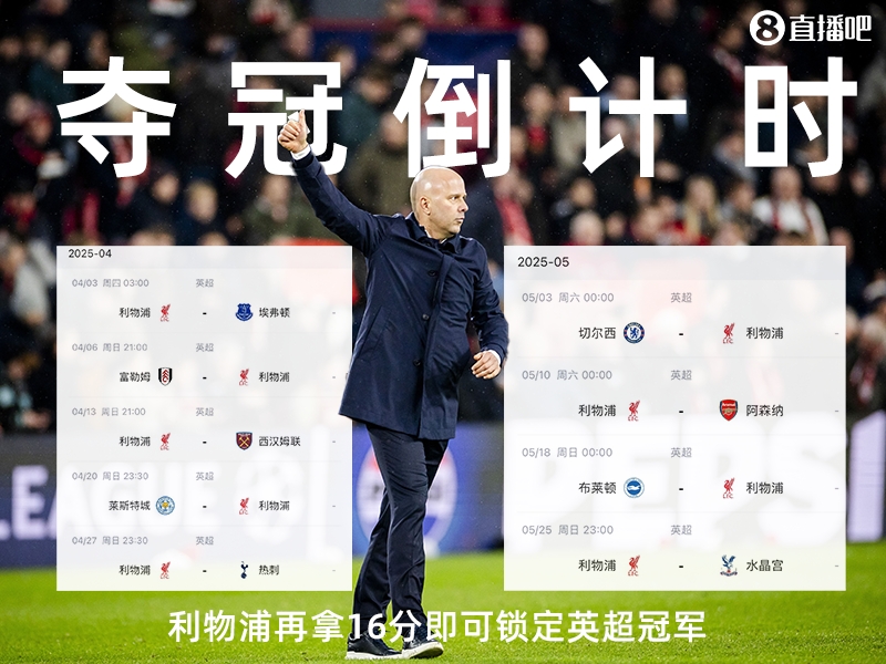 奪冠倒計時？槍手三場不勝落后榜首15分，利物浦再拿16分即可奪冠